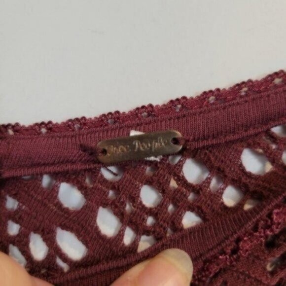 Free People City Girl Bodycon Crochet Lace Mini Dress Plumberry Burgundy Purple - Picture 5 of 12